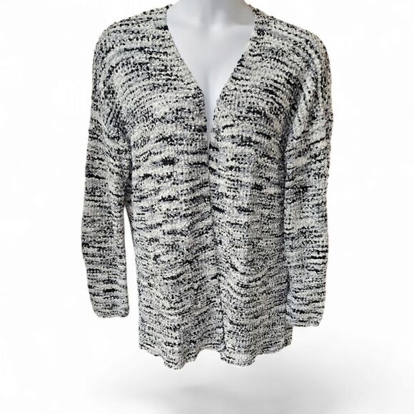 RACHEL & ZOE Womens open front cozy black & white popcorn knit cardigan XL - Picture 3 of 11